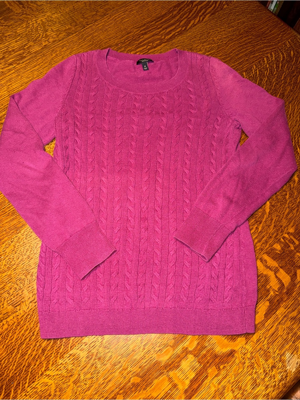 Talbots Cable-Knit Crewneck Sweater - Magenta